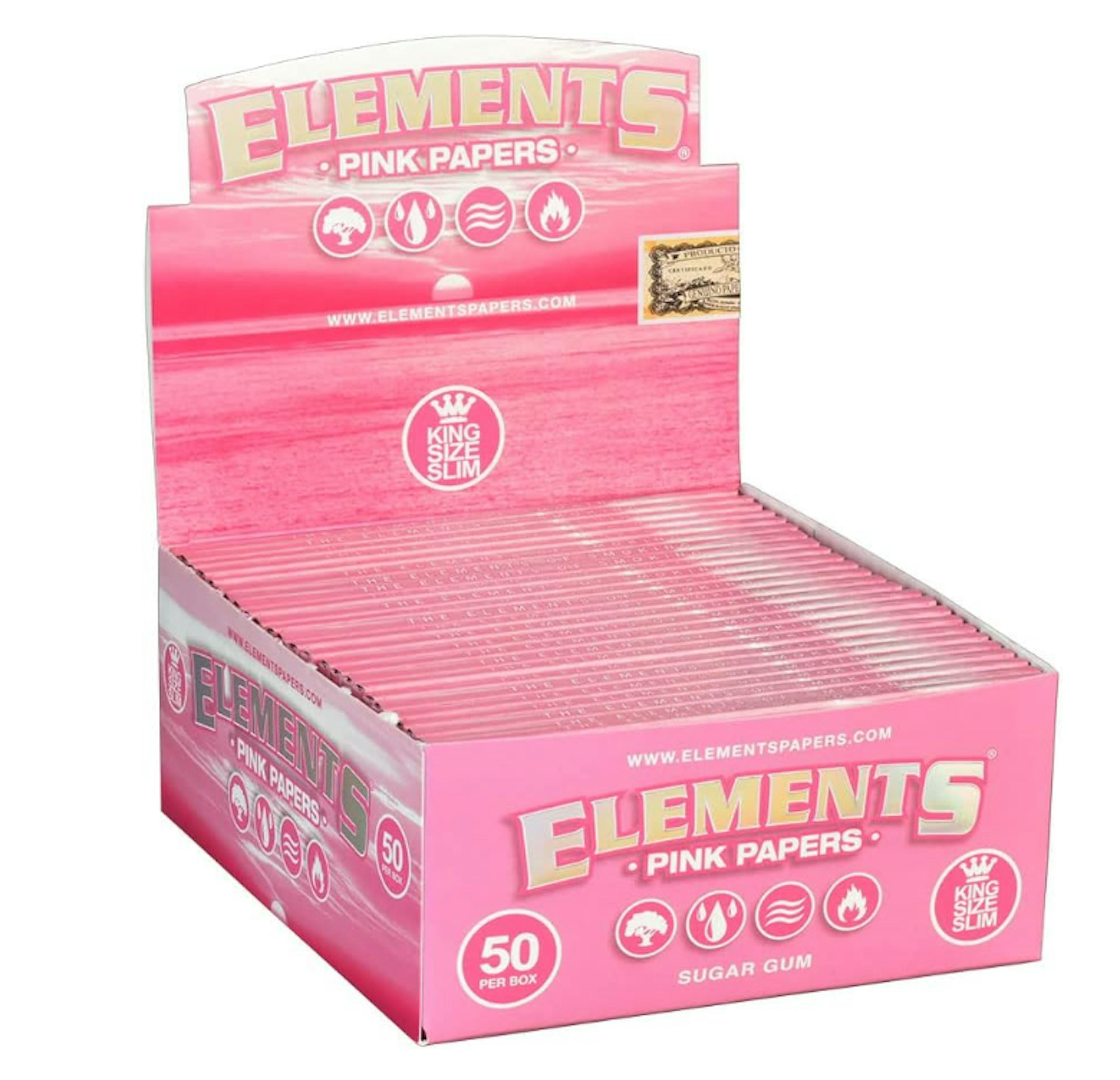 Image of ELEMENTS PINK ROLLING PAPER | KING SIZE SLIM