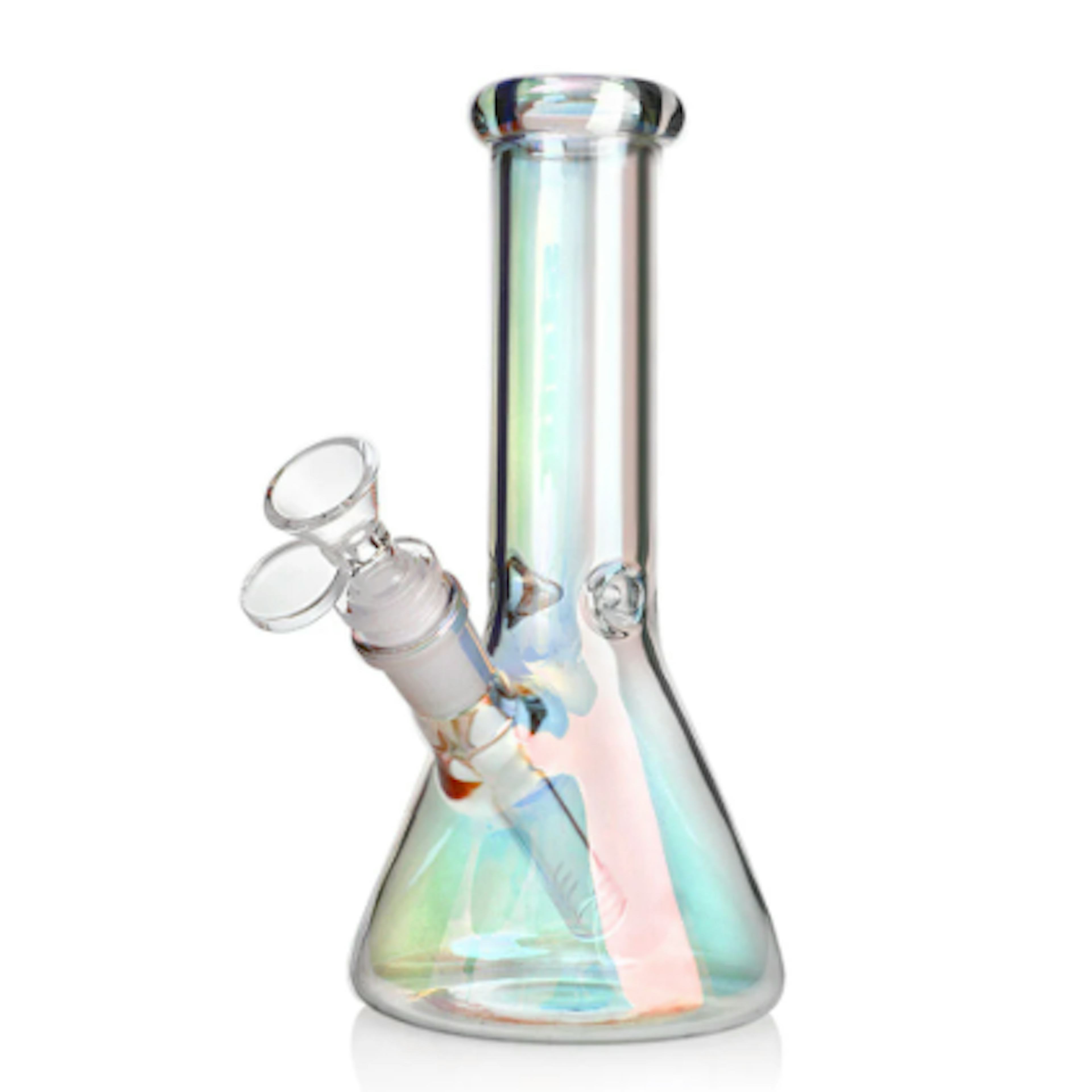 Image of 8" RAINBOW HOLOGRAPHIC CLASS BONG BEAKER STYLE