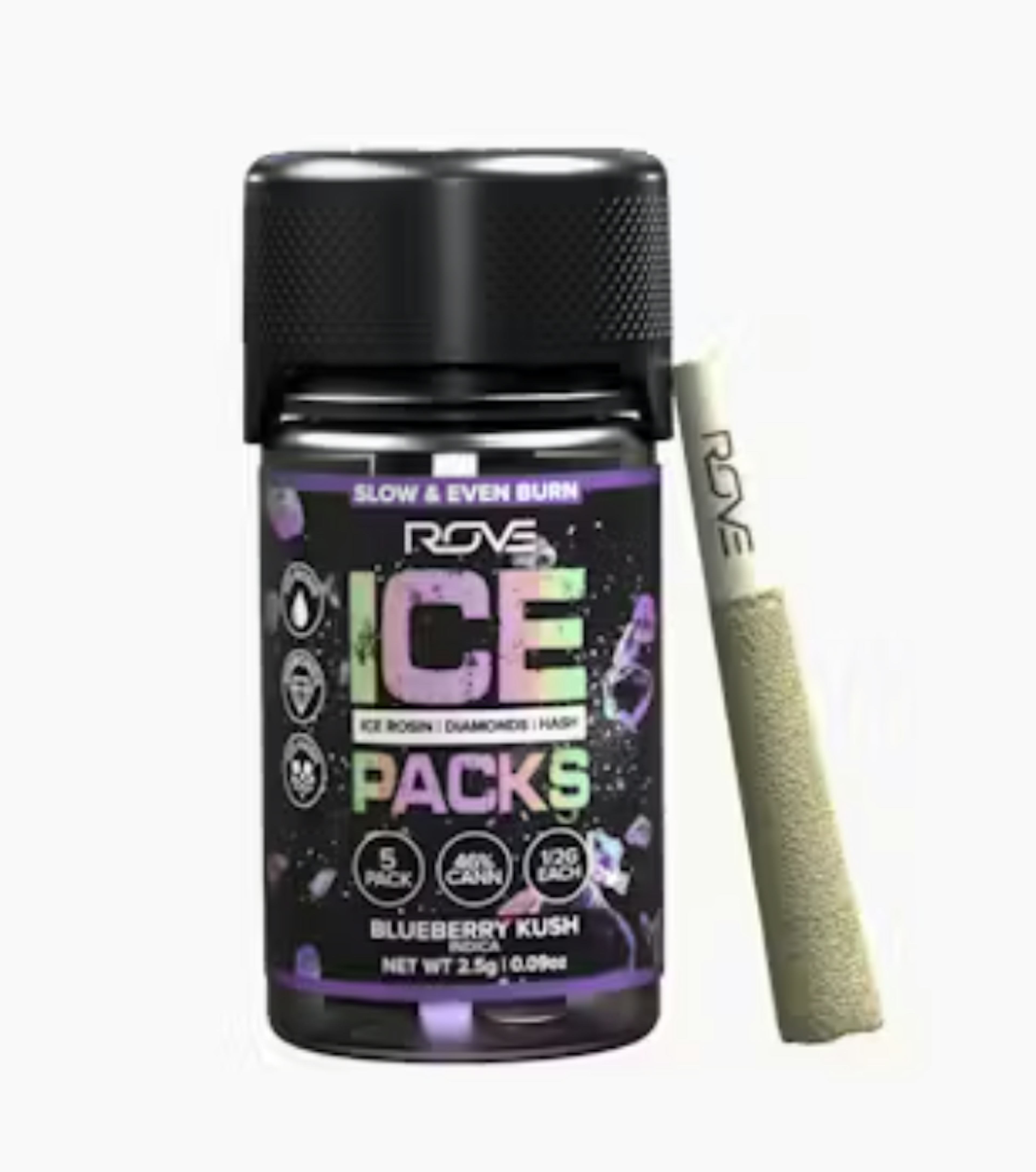 Image of BLUEBERRY KUSH | ICE PACK ROSIN, DIAMOND HASH INFUSED | 5-PACK | 2.5G