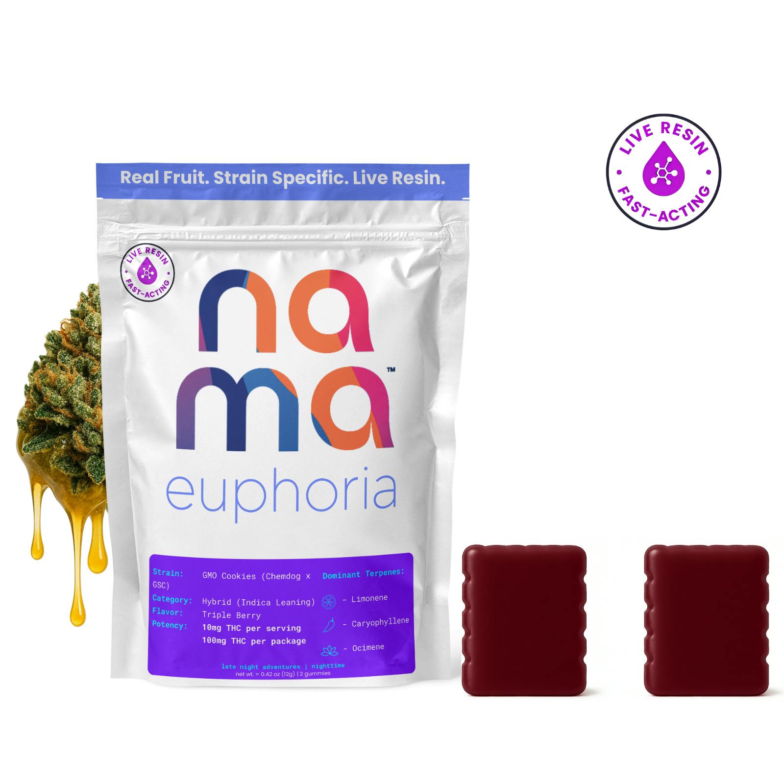 GMO COOKIES | EUPHORIA | LIVE RESIN GUMMIES | 100MG - 100mg