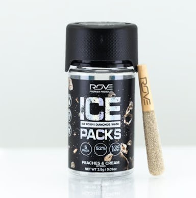 PEACHES AND CREAM | ICE PACK ROSIN, DIAMOND, HASH INFUSED | 5-PACK | 2.5G